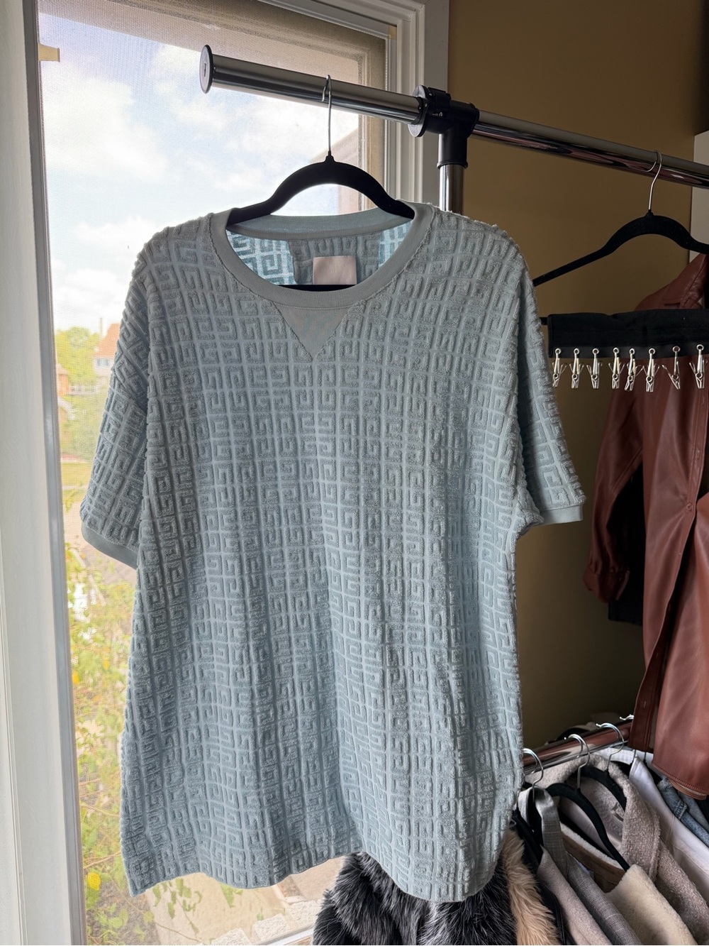 Givenchy Light Blue Textured Short-Sleeve Tee